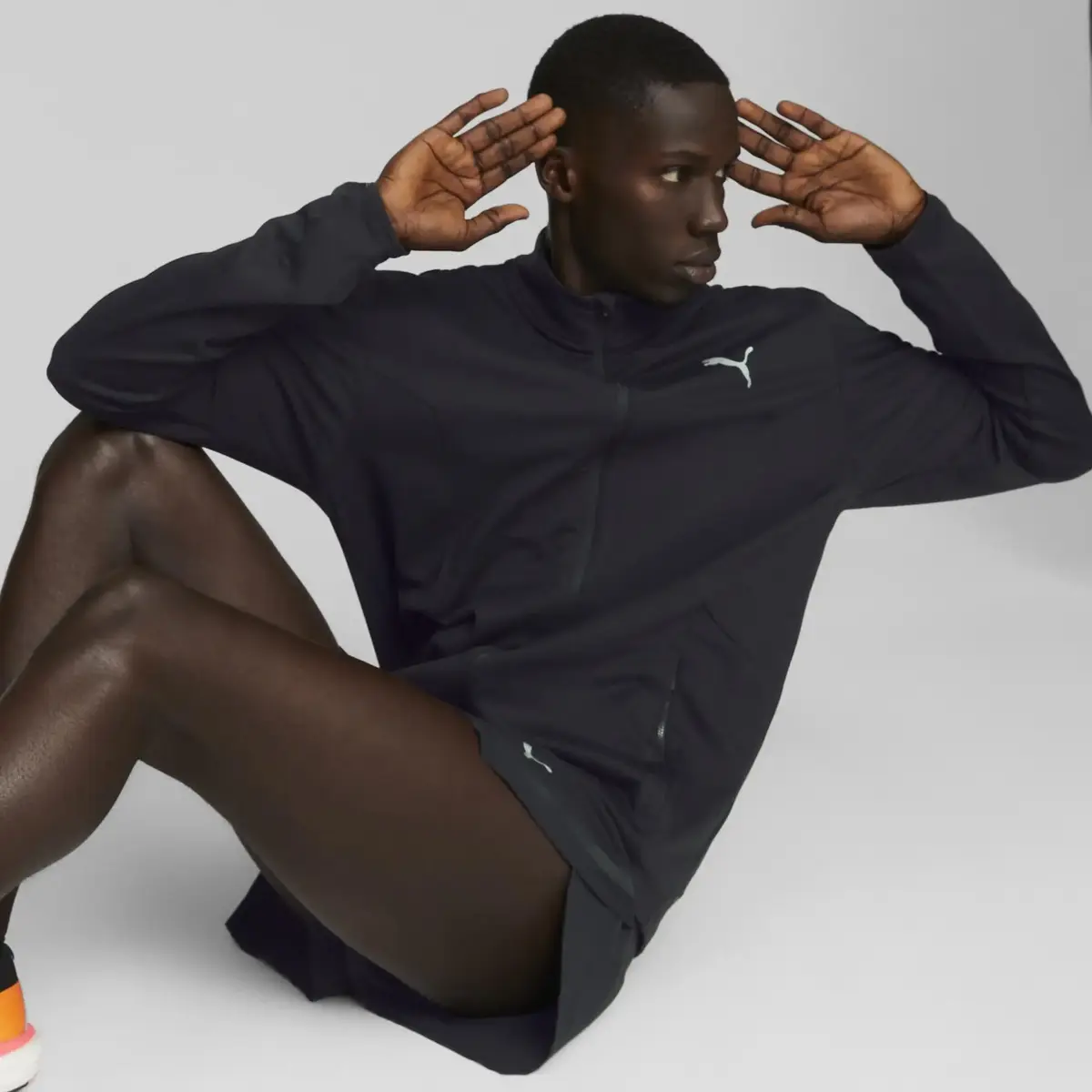 Puma Run Cloudspun Full Zıp Siyah Erkek Fermuarlı Spor Ceketi