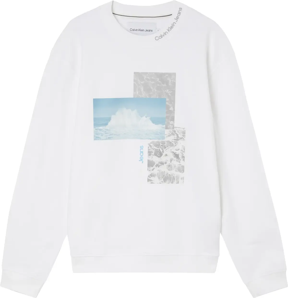 Calvin Klein SPLASH PHOTOPRINT CR Erkek Beyaz Sweatshirt