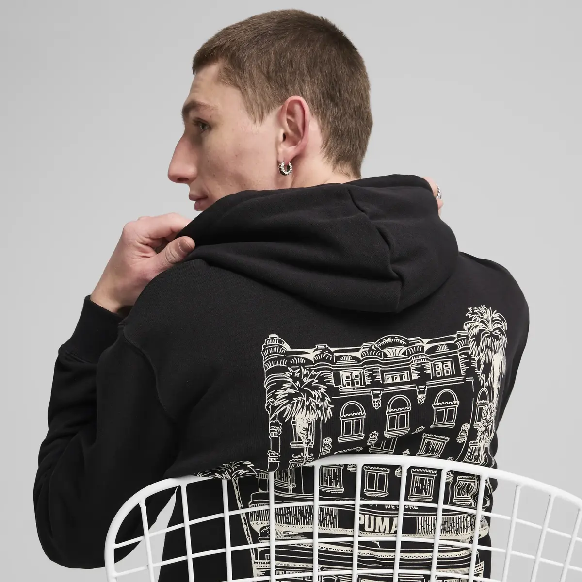 Puma GRAPHICS Hotel Hoodie Siyah Erkek Hoodie