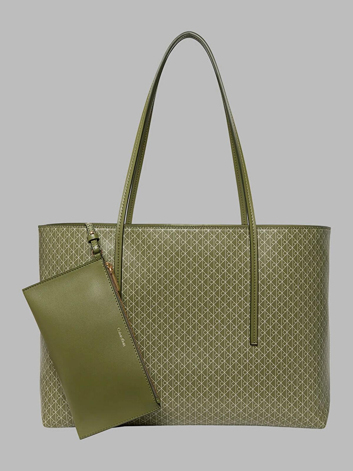 Calvin Klein EMBLEM AOP TOTE Yeşil Tote Çanta