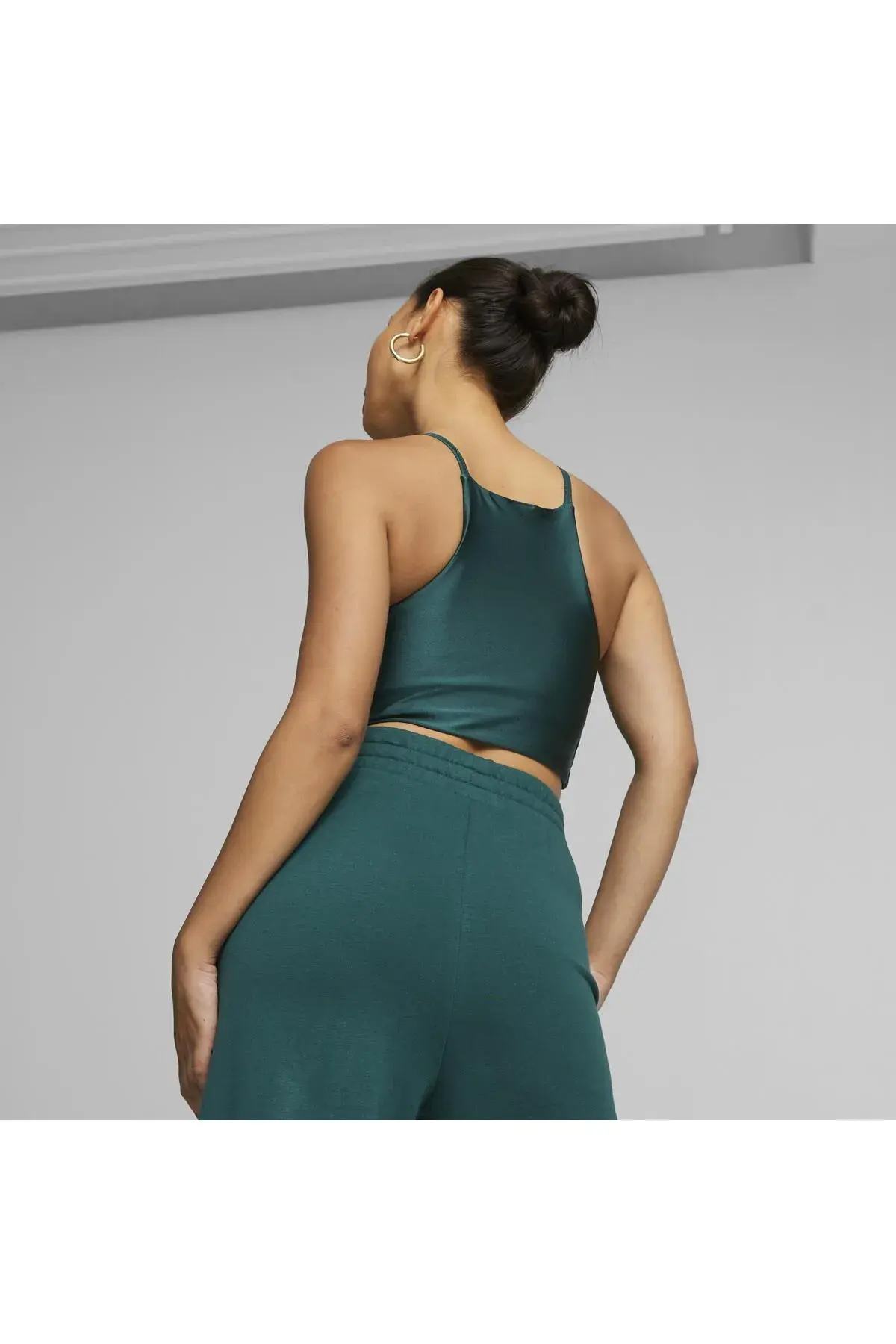Puma T7 Shiny Crop Top Yeşil Kadın T-Shirt