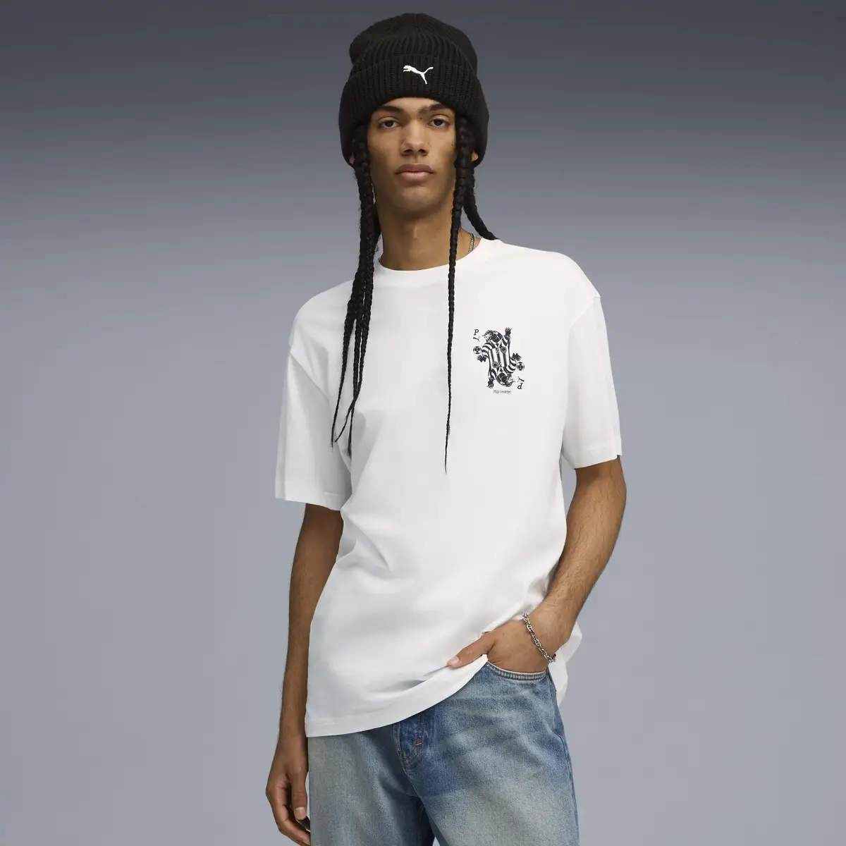Puma GRAPHIC Card Play Tee Beyaz Erkek T-Shirt