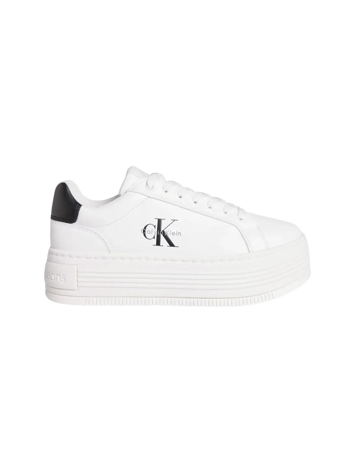 Calvin Klein BOLD FLATF LOW LACE, 01W Beyaz Kadın Spor Ayakkabı & Sneaker