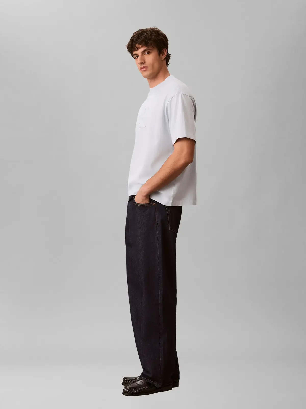 Calvin Klein SS 16S LINEN APPLIQU, CIQ Beyaz Erkek T-Shirt