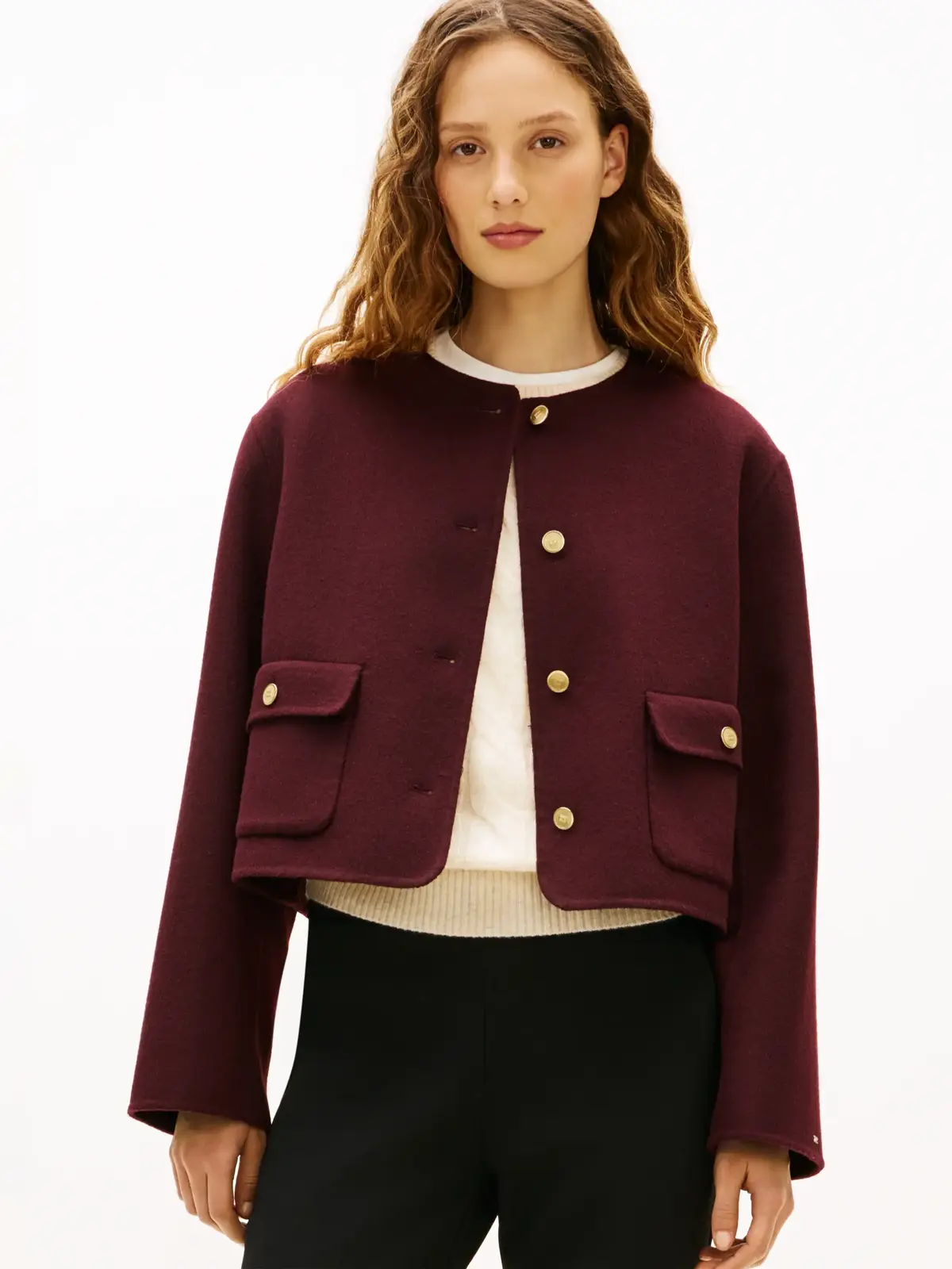 Tommy Hilfiger DF WOOL BLEND REG LA, XIH Bordo Kadın Ceket