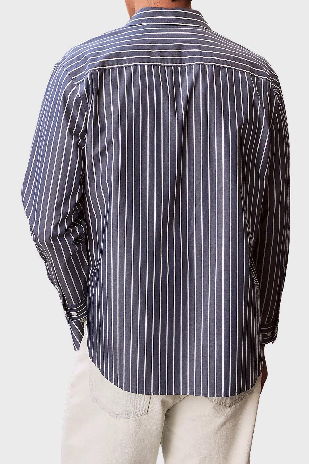 Calvin Klein LS YD STRIPE WASHED, CEC Mavi Erkek Gömlek