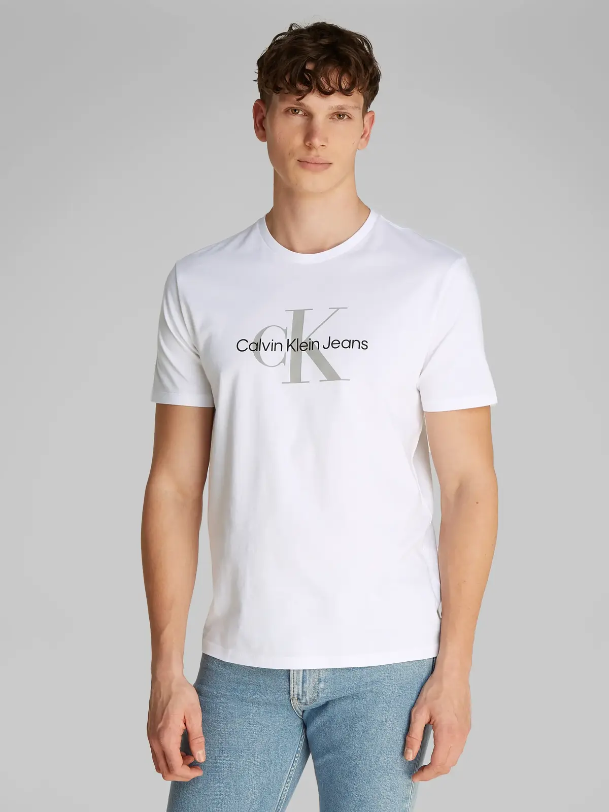 Calvin Klein SS HERO MONOLOGO TEE, YAA Beyaz Erkek T-Shirt & Polo