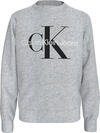 Calvin Klein CK MONOGRAM TERRY CN Erkek Gri Sweatshirt