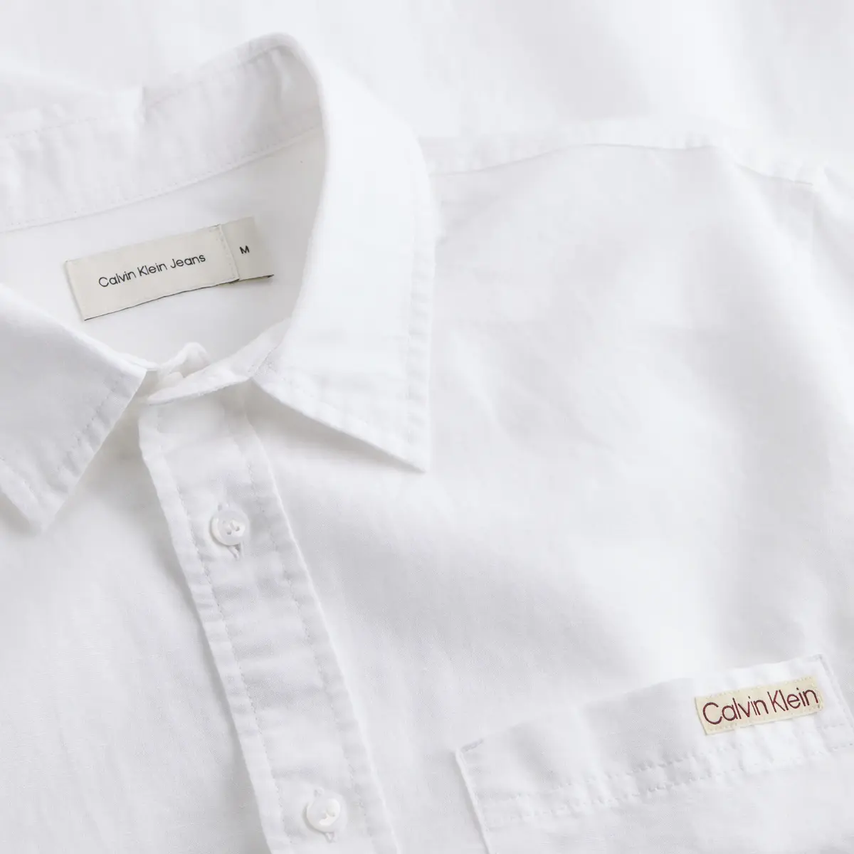Calvin Klein LINEN COTTON SHIRT, YAF Beyaz Erkek Gömlek