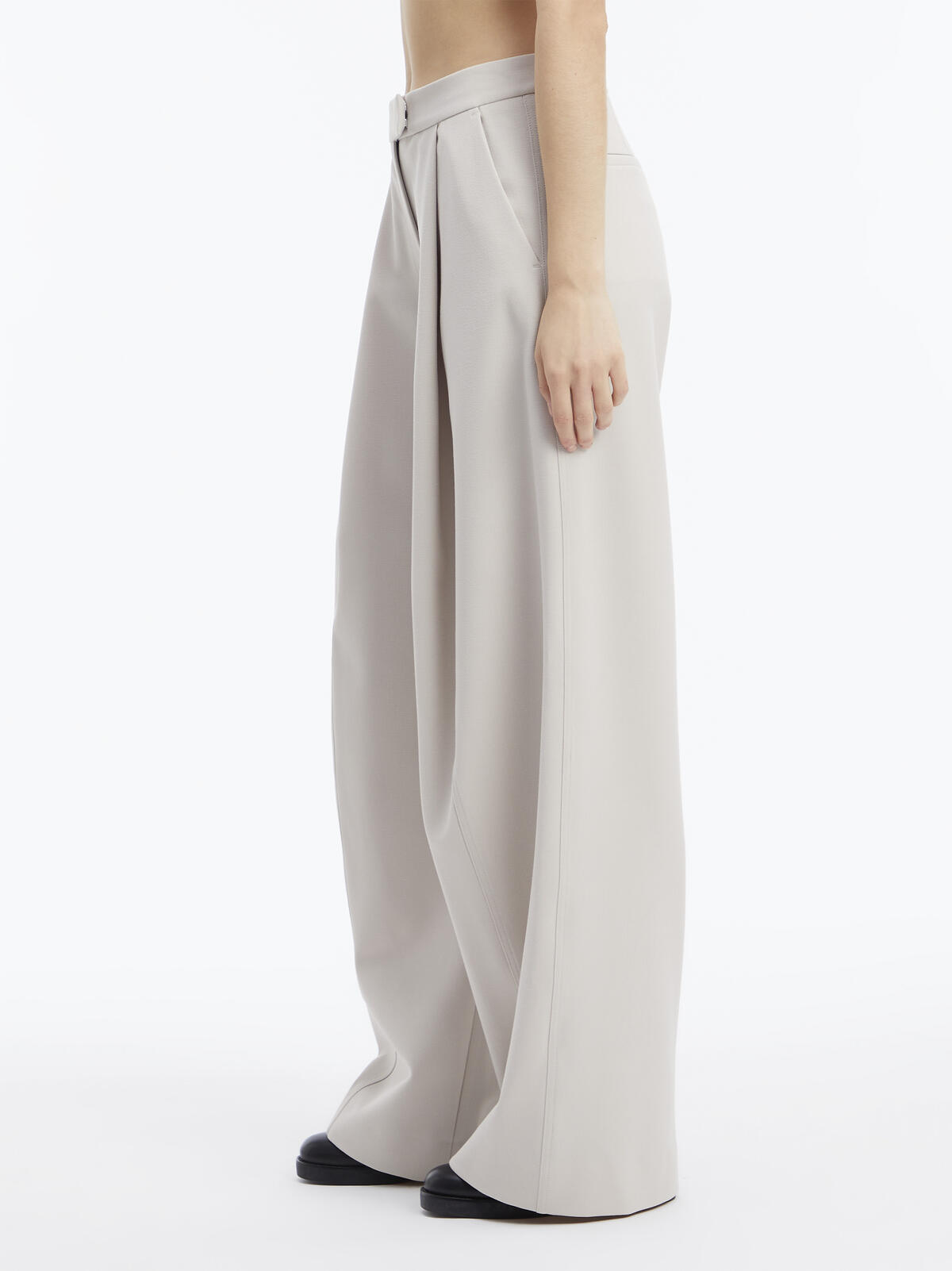 Calvin Klein VISCOSE CREPE WIDE L Kadın Krem Geniş Paça Pantolon