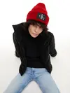 Calvin Klein MONOLOGO PATCH BEANI Kadın Kırmızı Bere