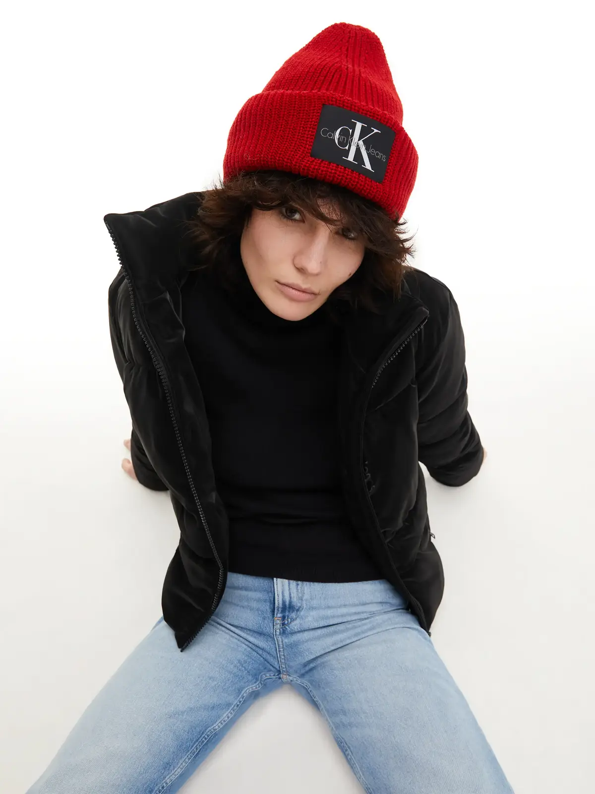 Calvin Klein MONOLOGO PATCH BEANI Kadın Kırmızı Bere