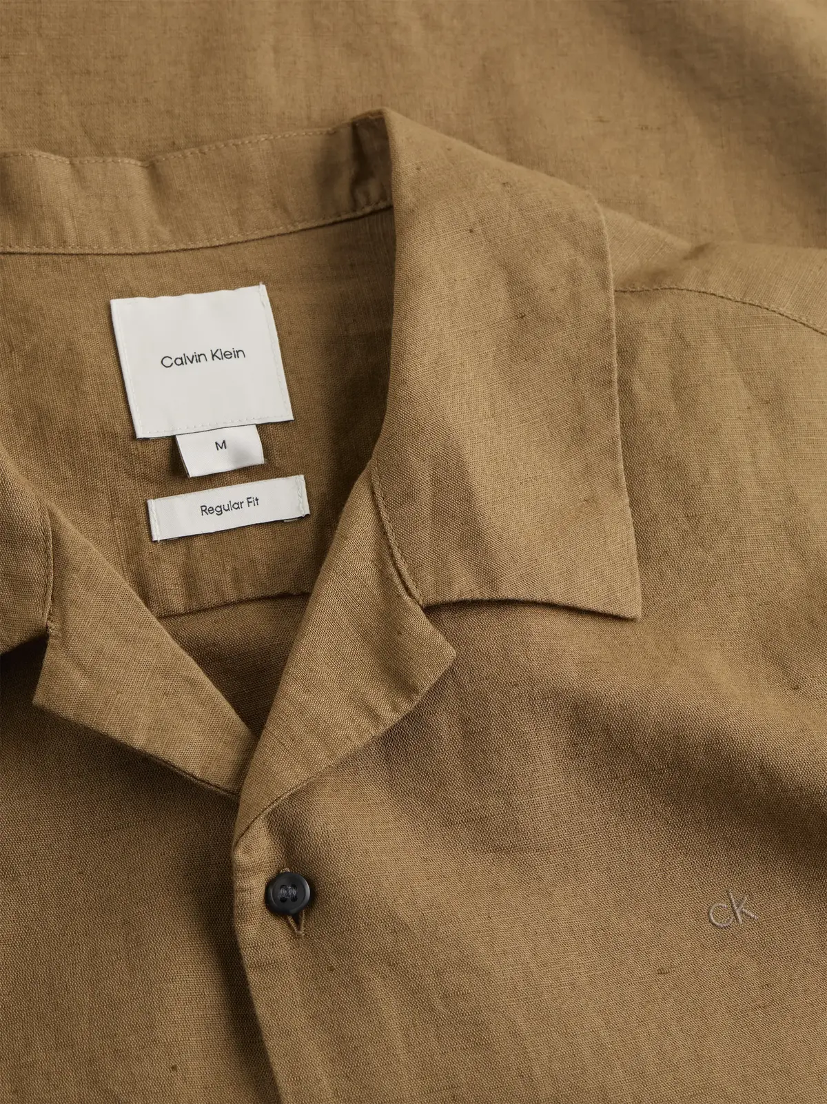 Calvin Klein LINEN COTTON CUBAN S, GYM Kahverengi Erkek Gömlek
