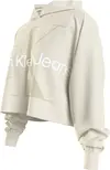 Calvin Klein GLOSSY MONOGRAM HOOD Kadın Krem Hoodie