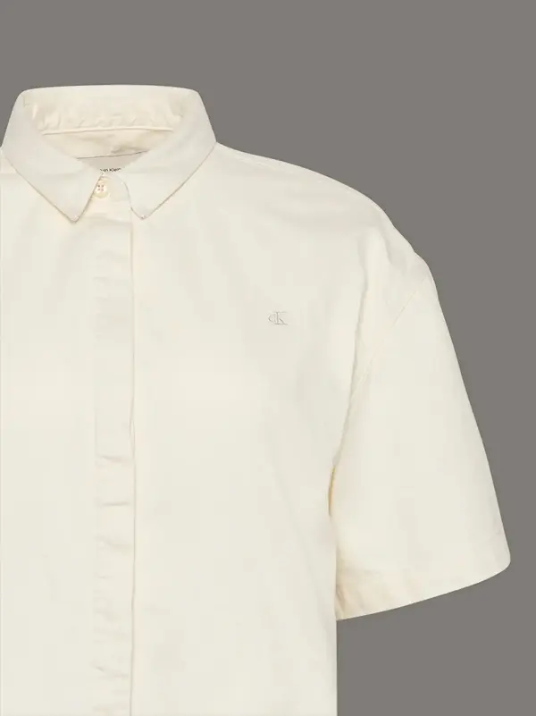 Calvin Klein SS DENIM SHIRT CHALK WHITE Beyaz Kadın Gömlek