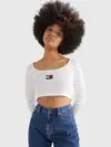 Tommy Hilfiger TJW CROP RIB CENTER Kadın Krem Kazak