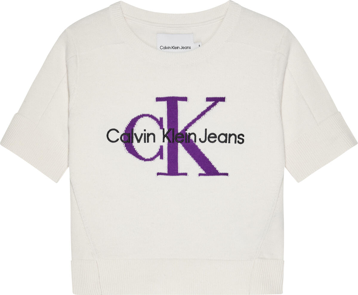 Calvin Klein MONOGRAM SS SWEATER Kadın Beyaz Kazak