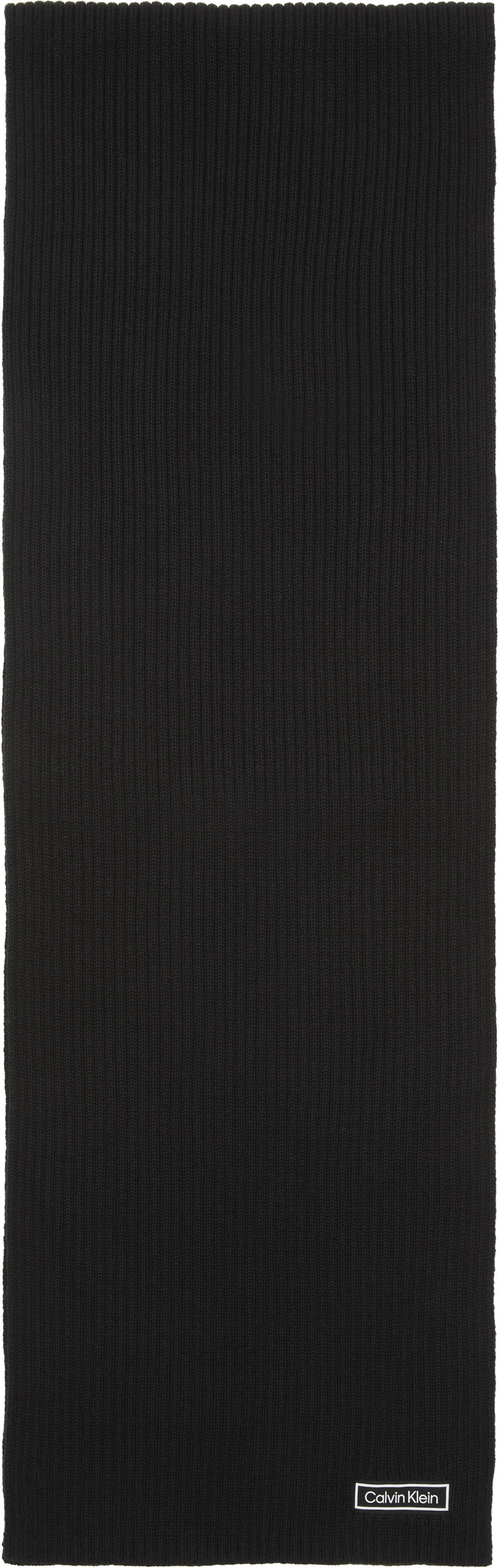 Calvin Klein PATCH CHUNKY RIB COTTON SCARF Siyah Erkek Atkı