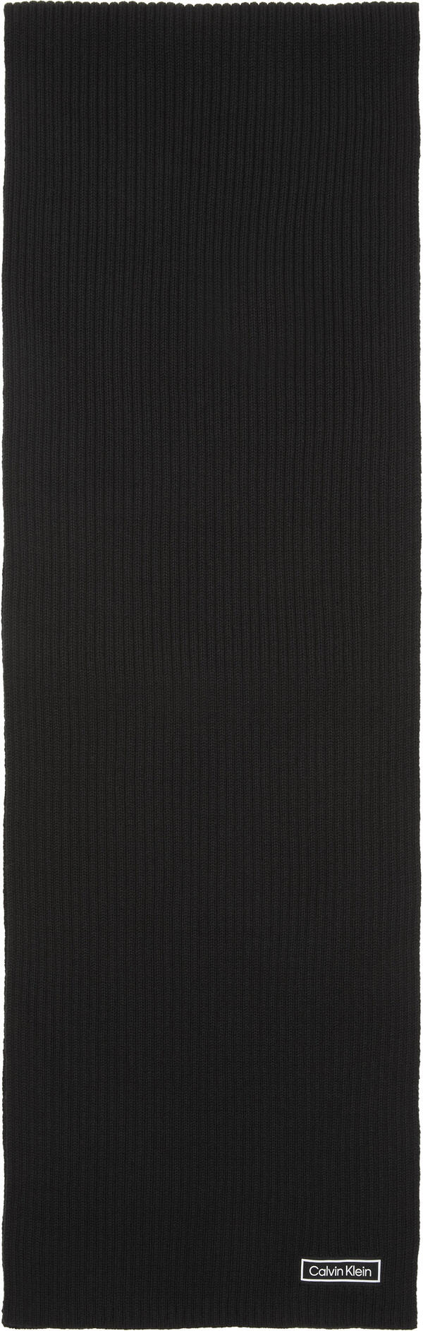 Calvin Klein PATCH CHUNKY RIB COTTON SCARF Siyah Erkek Atkı