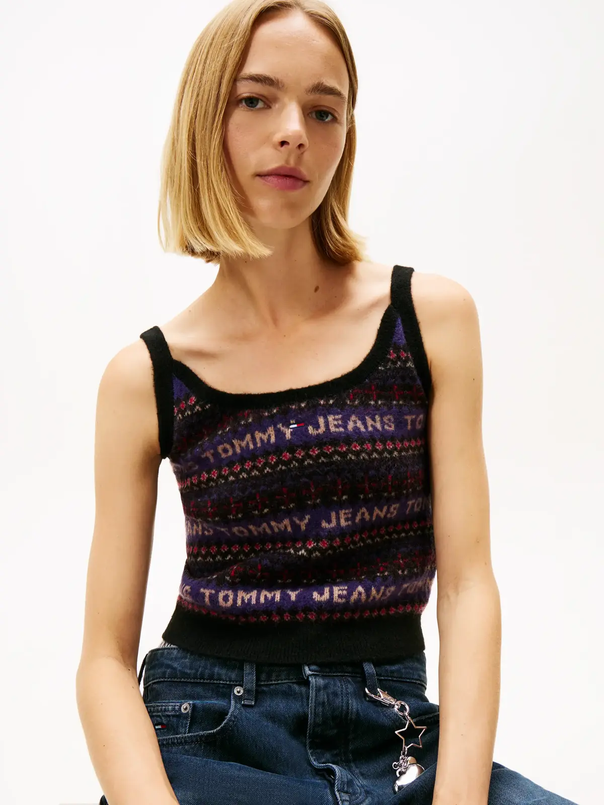 Tommy Hilfiger TJW FAIRISLE CAMI, BDS Siyah Kadın Triko