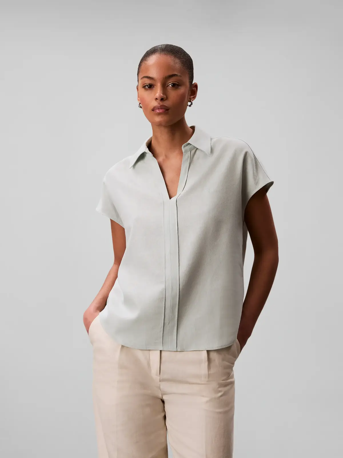 LINEN CKS SS CLASSIC, 3Q0, XXS