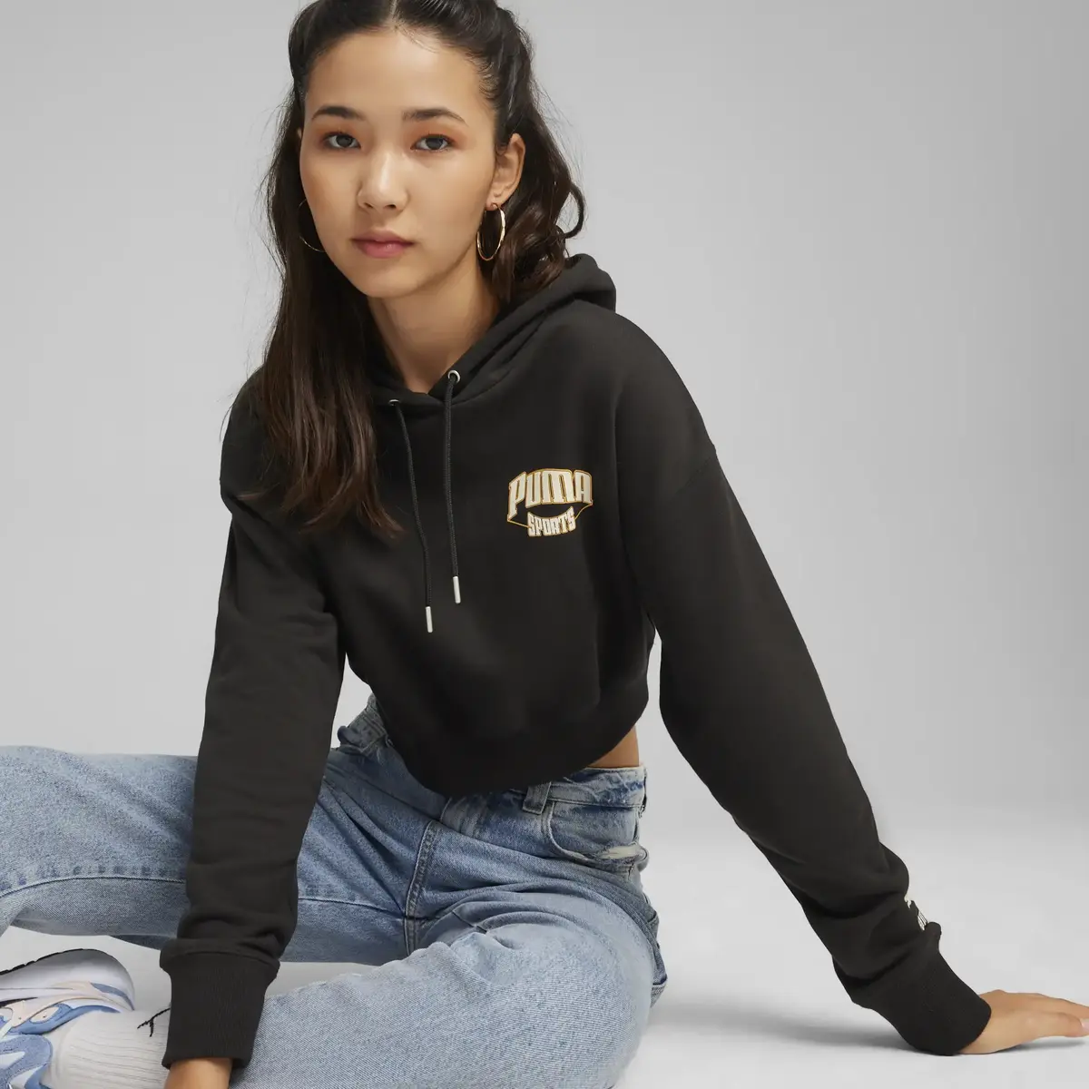 Puma PUMA TEAM Cropped Hoodie Siyah Kadın Hoodie