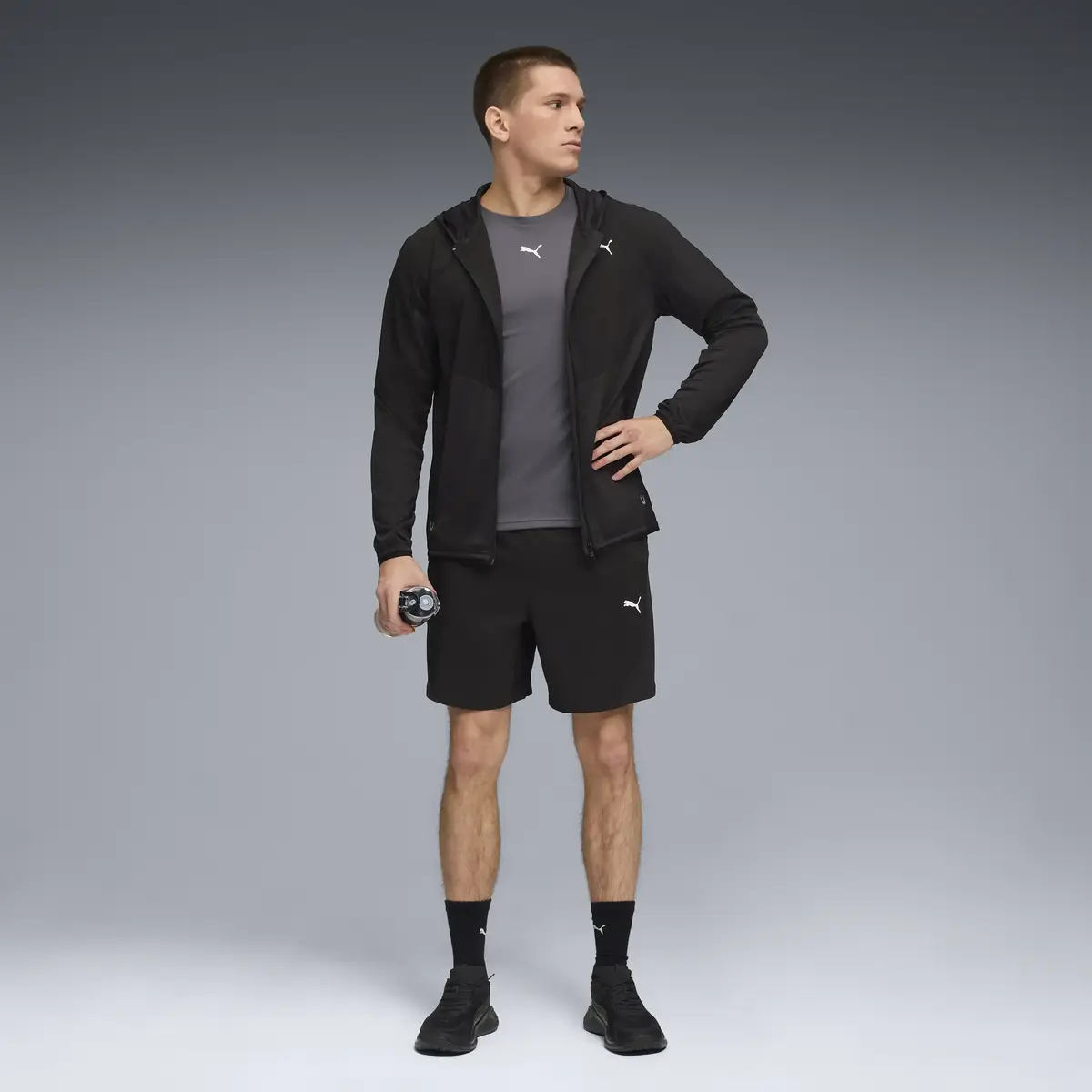 Puma M FLEX FABRIC MIX JACKET Siyah Erkek Kapüşonlu Ceket