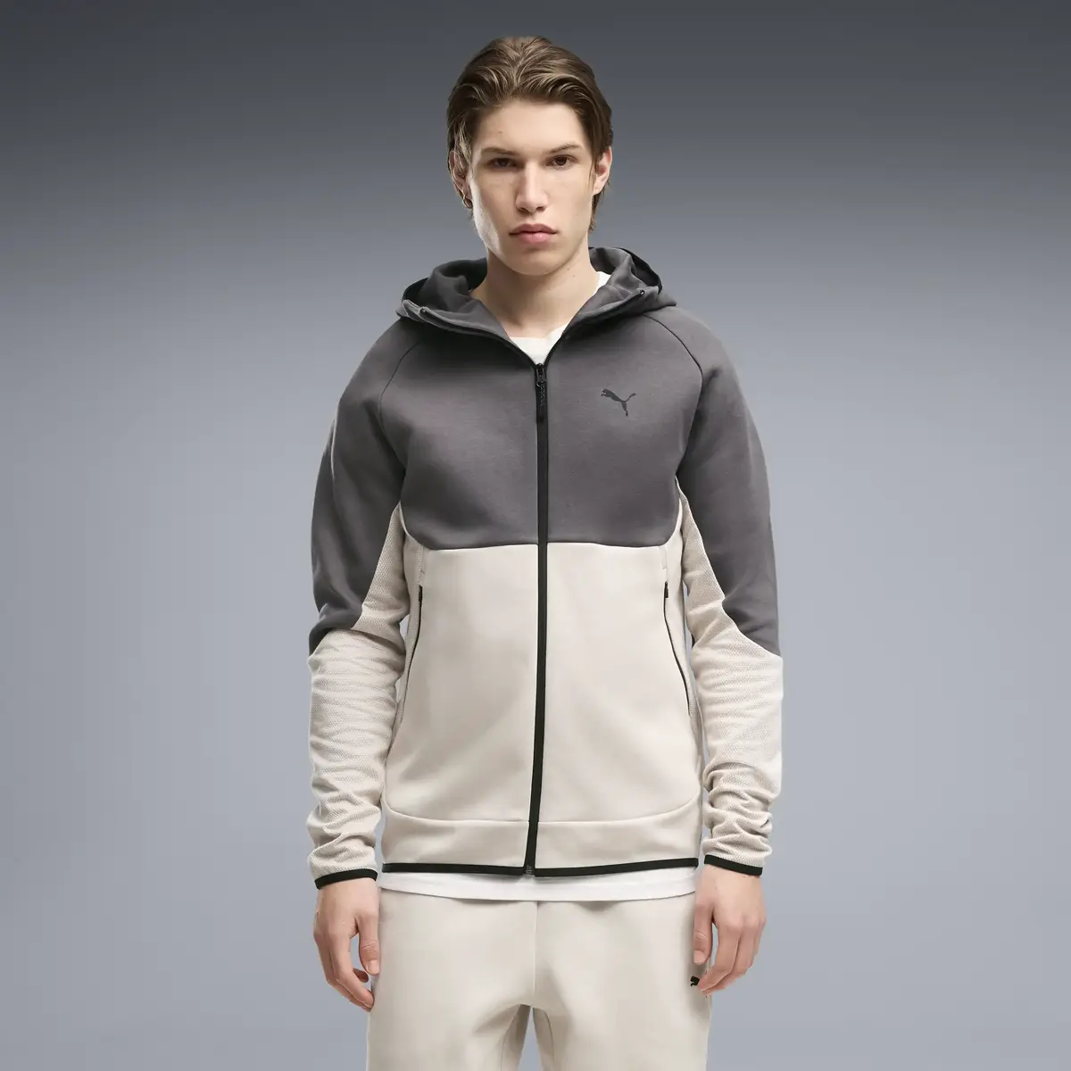 PUMA PUMATECH Full-Zip Hoodie Krem Erkek Sweatshirt
