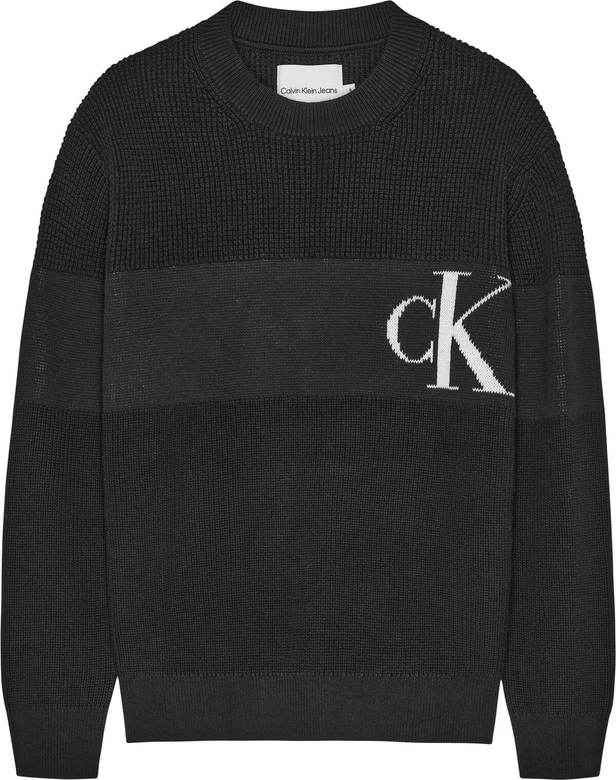 Calvin Klein INTARSIA CHEST MONOG Erkek Siyah Kazak