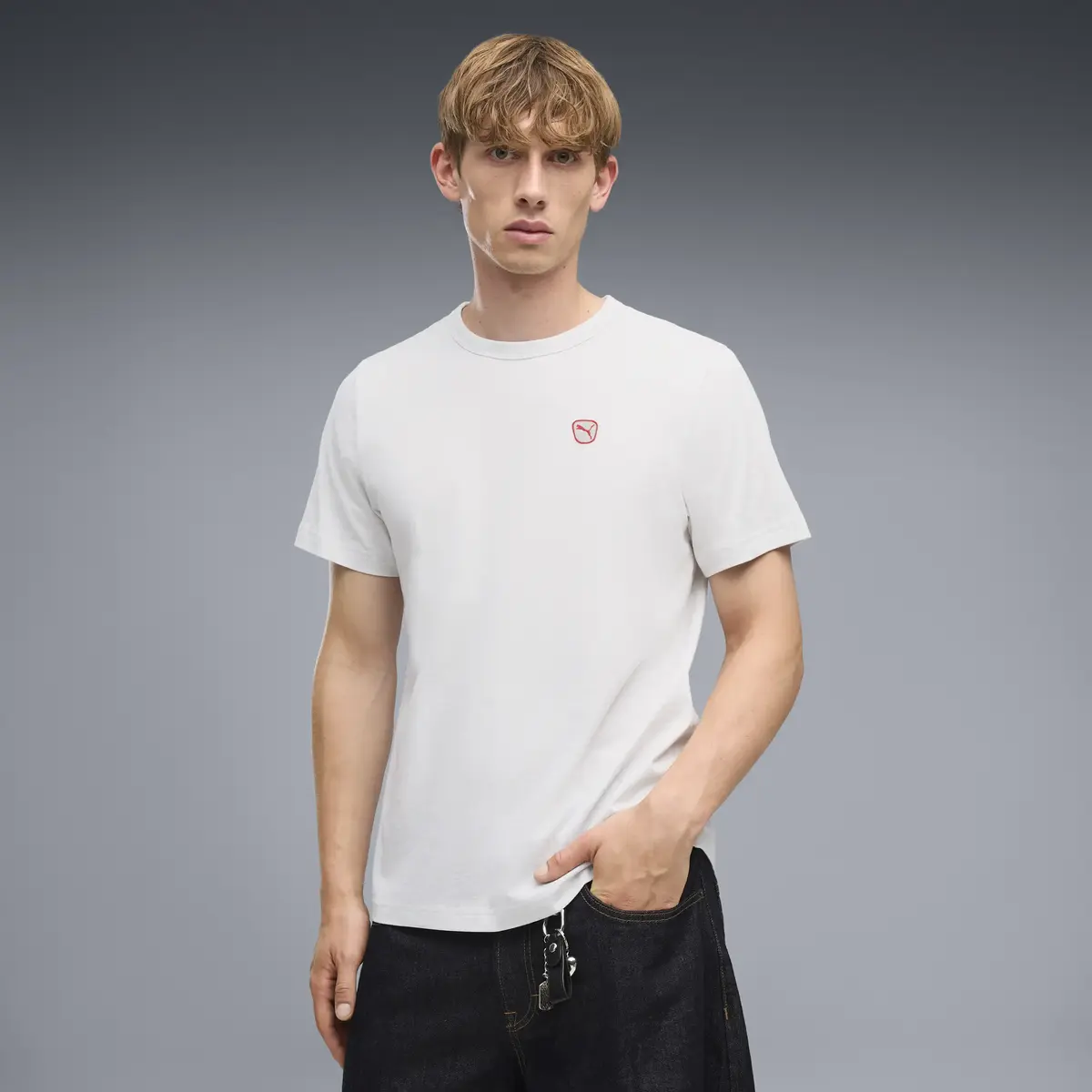 PUMA ESS ELEVATED Tee Beyaz Erkek T-Shirt