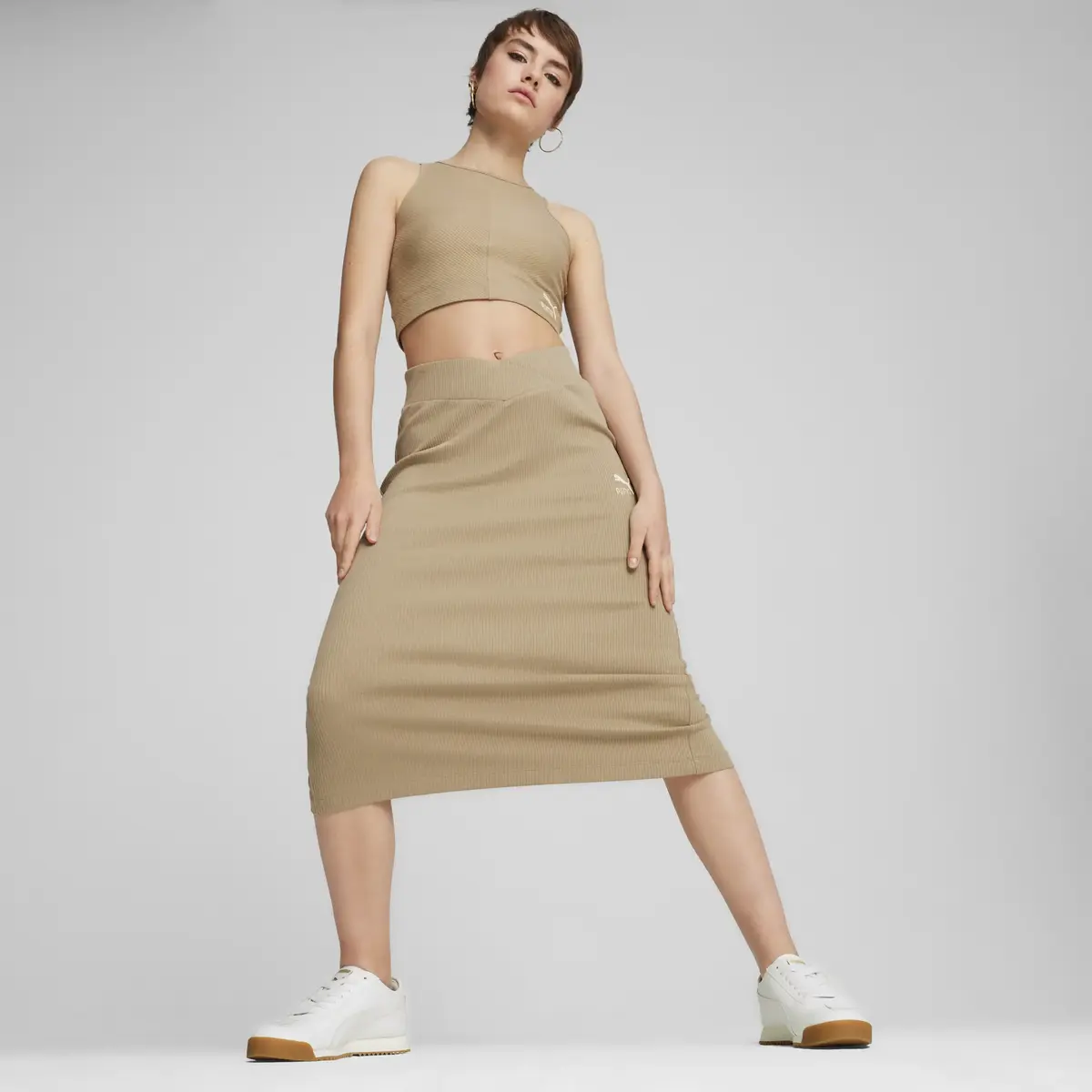 Puma CLASSICS Ribbed Crop Top Kaherengi Kadın Crop T-Shirt