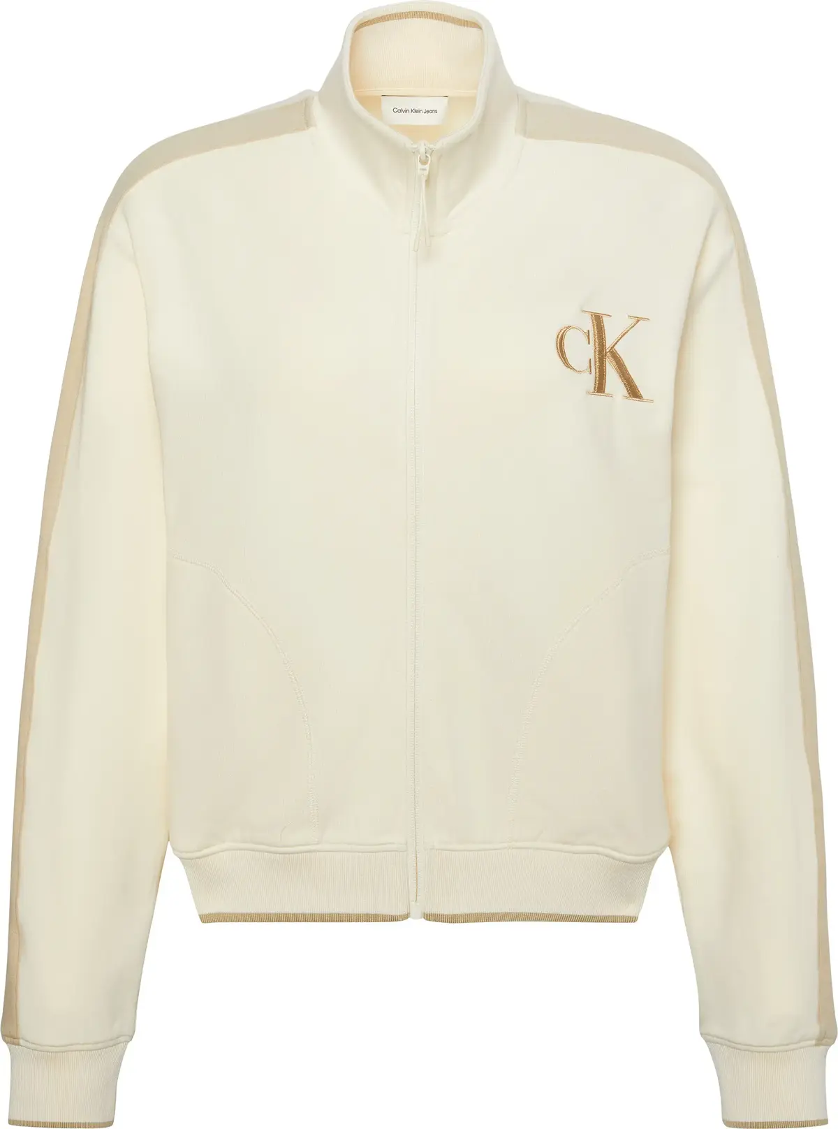 Calvin Klein LS STRETCH TERRY FZ TRACK JACKET Kadın Krem Sweatshirt