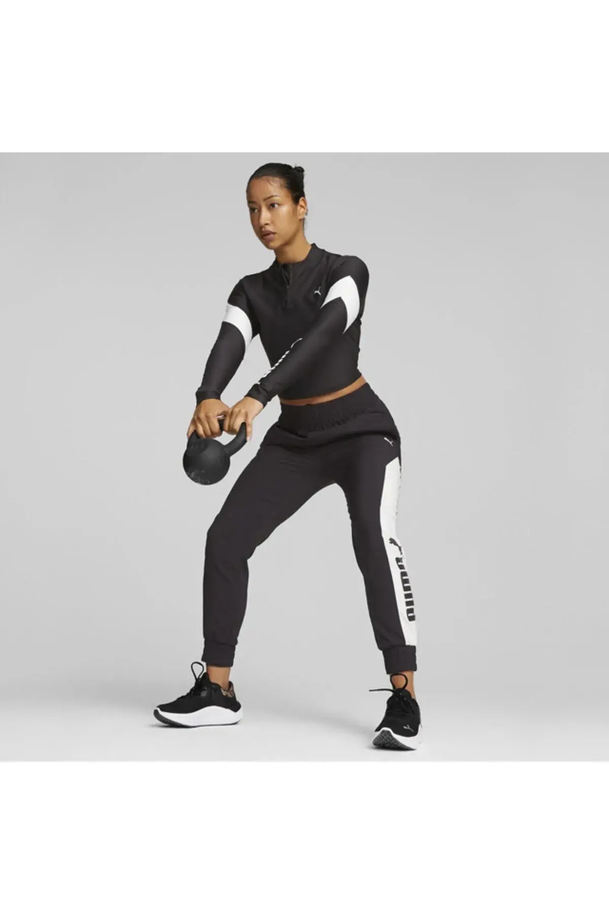 Puma Fit Eversculpt 1/4 Zip Siyah Kadın Crop Top