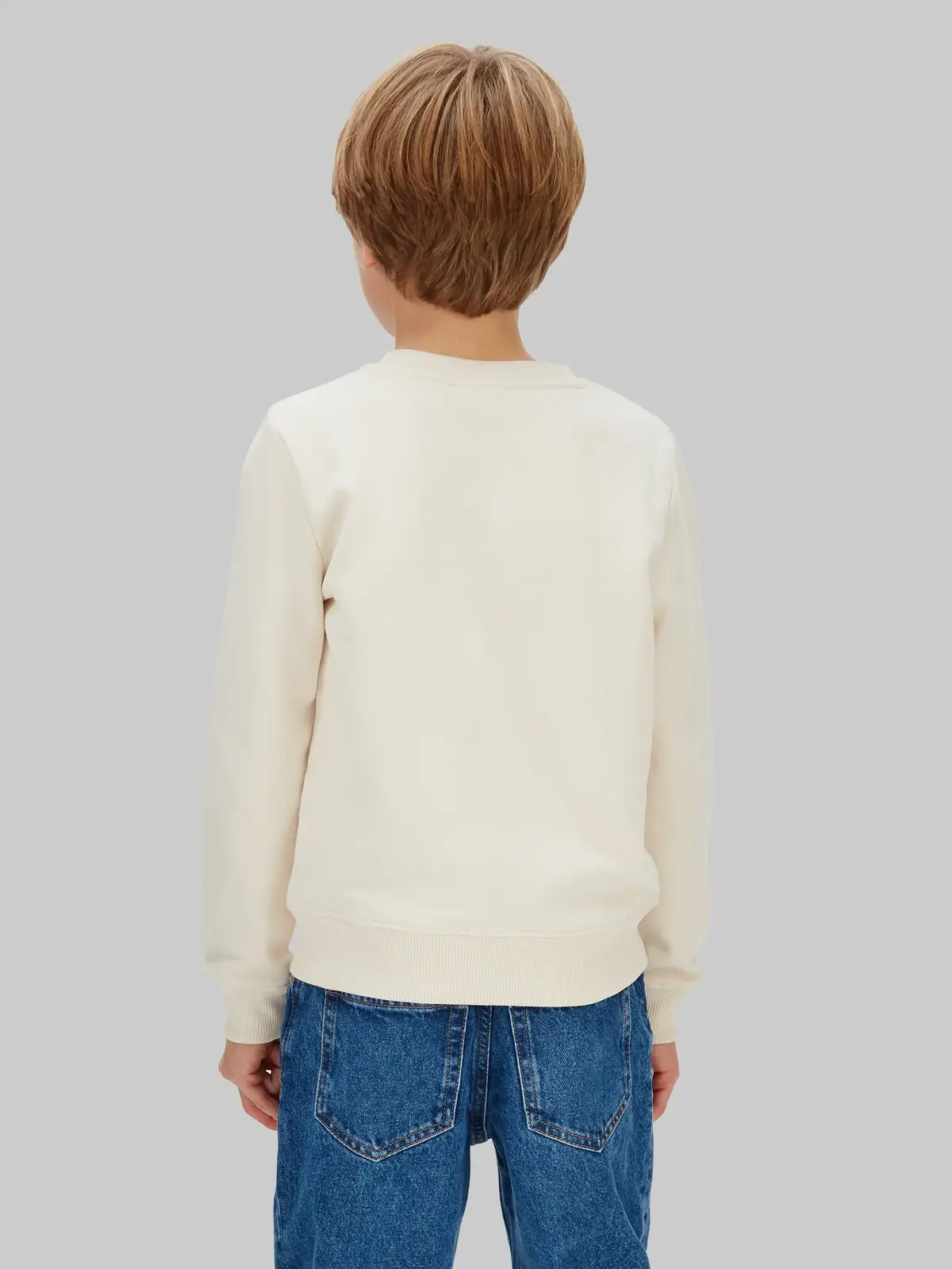 Calvin Klein FESTIVE MONO SWEATSH Krem Erkek Çocuk Sweatshirt