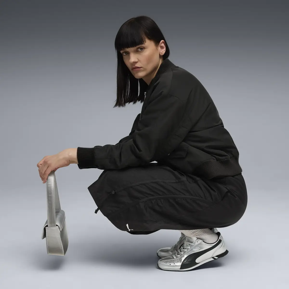 Puma T7 Satin Bomber Jacket Siyah Kadın Ceket