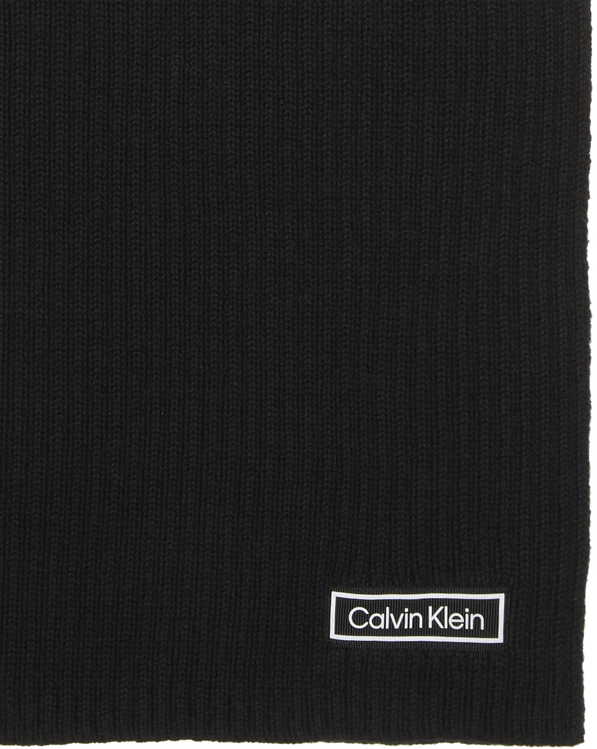 Calvin Klein PATCH CHUNKY RIB COTTON SCARF Siyah Erkek Atkı