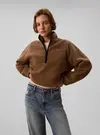 Calvin Klein SHERPA 1/4 ZIP CONTR, RMF Kahverengi Kadın Sweatshirt