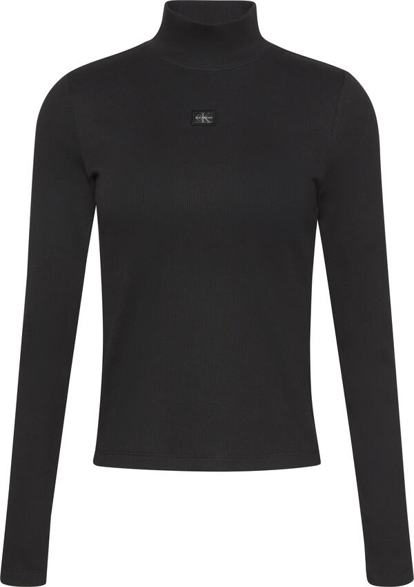Calvin Klein LS WOVEN LABEL TURTLENECK Siyah Kadın Gömlek