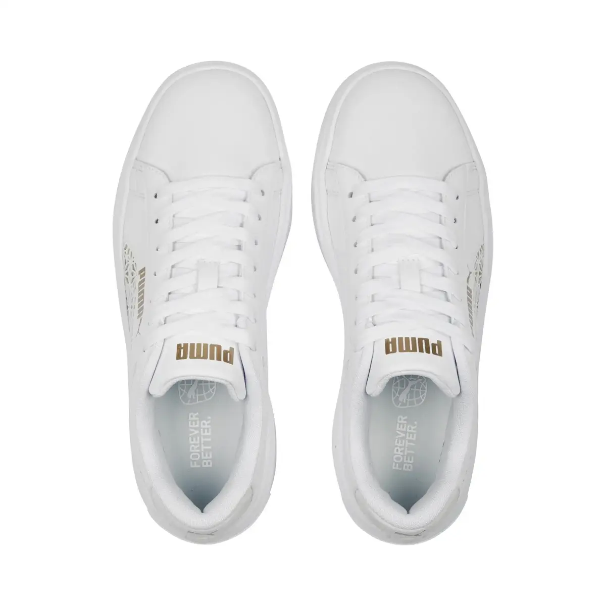 Puma Smash Platform V3 Laser Cut Kadın Beyaz Günlük Spor Ayakkabı