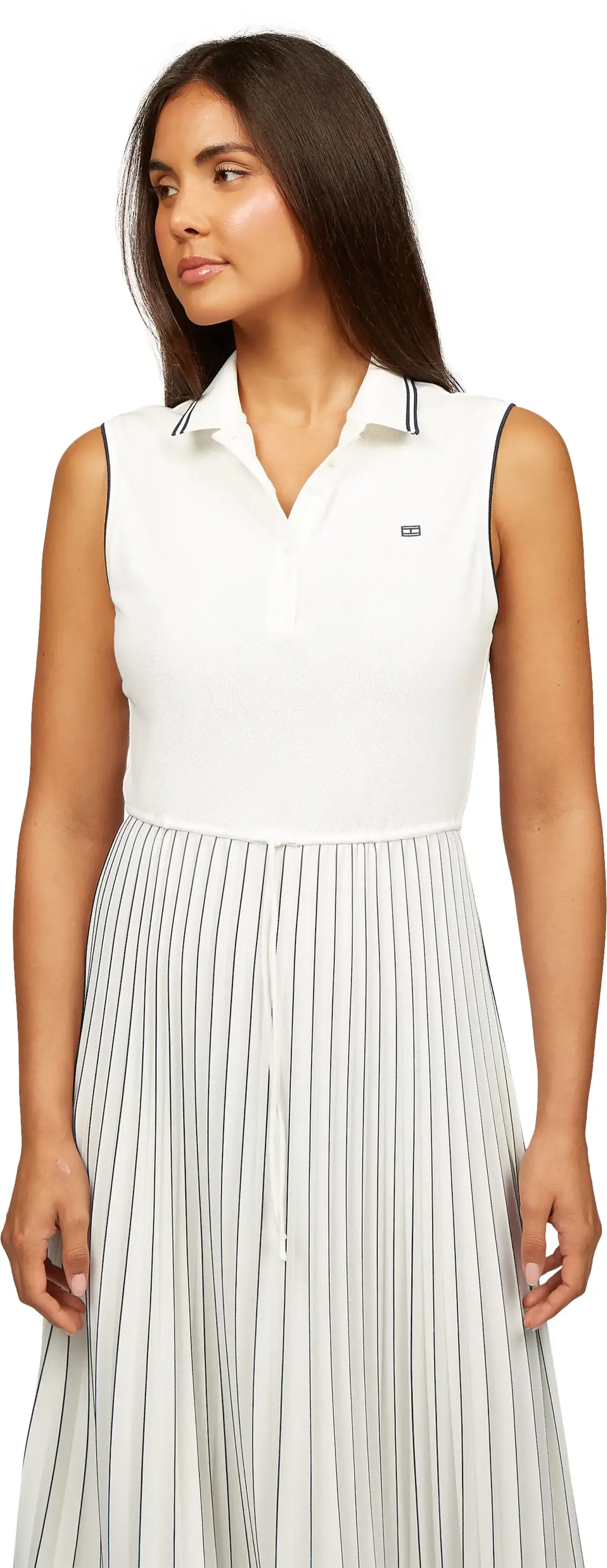 Tommy Hilfiger SPORTY PLEATED POLO, YBL Beyaz Kadın Elbise-Etek
