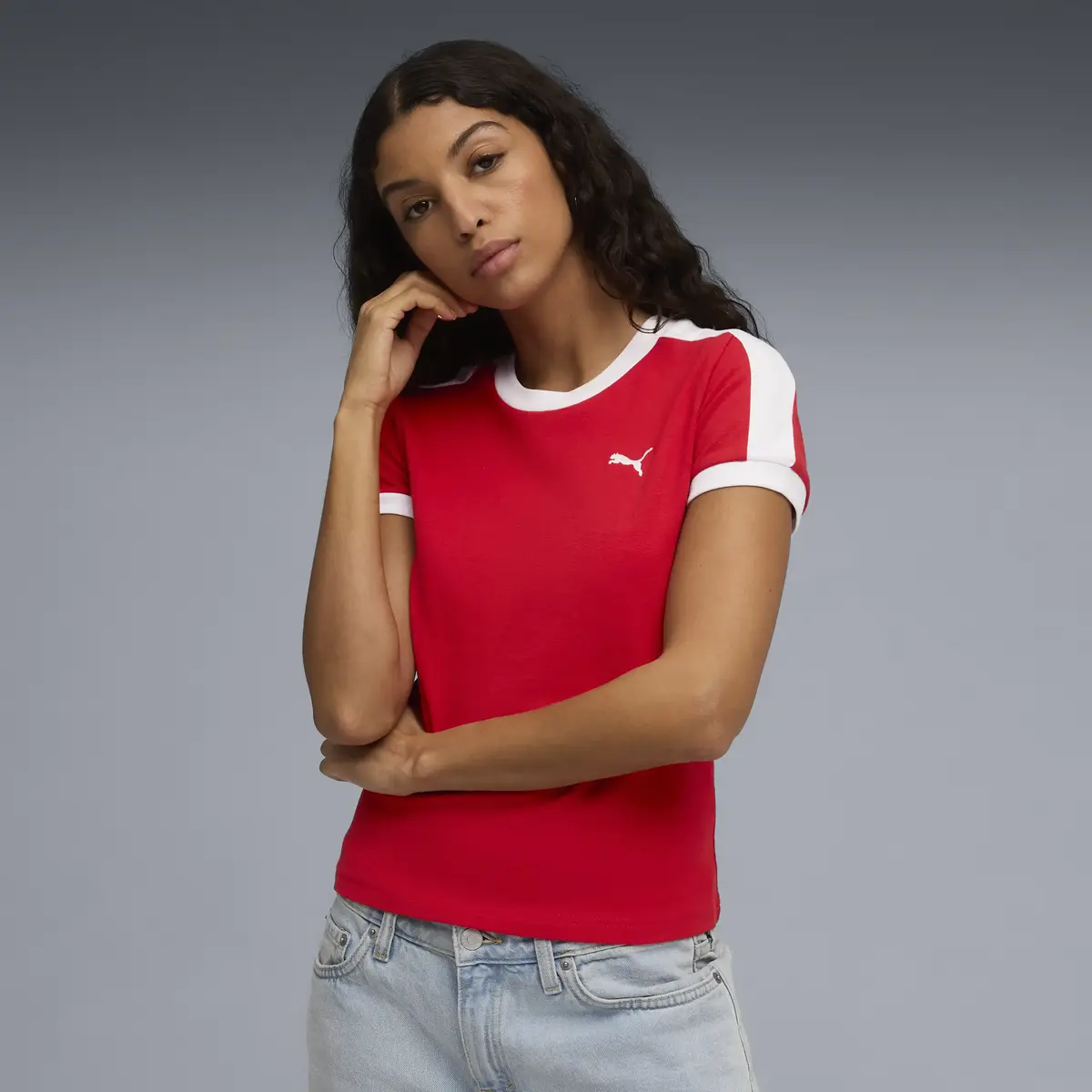 Puma T7 Slim Tee Kırmızı Kadın T-Shirt