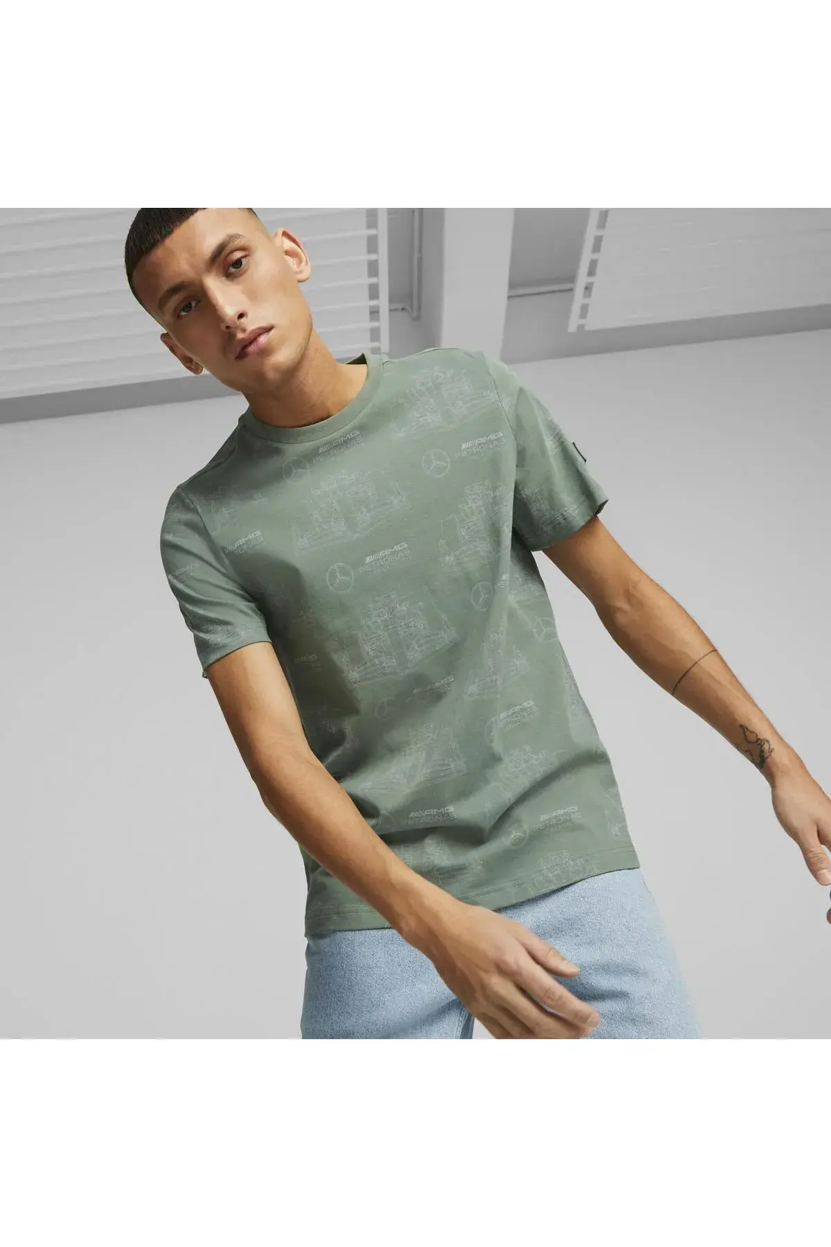 Puma MAPF1 AOP Logo Tee Yeşil Erkek T-Shirt