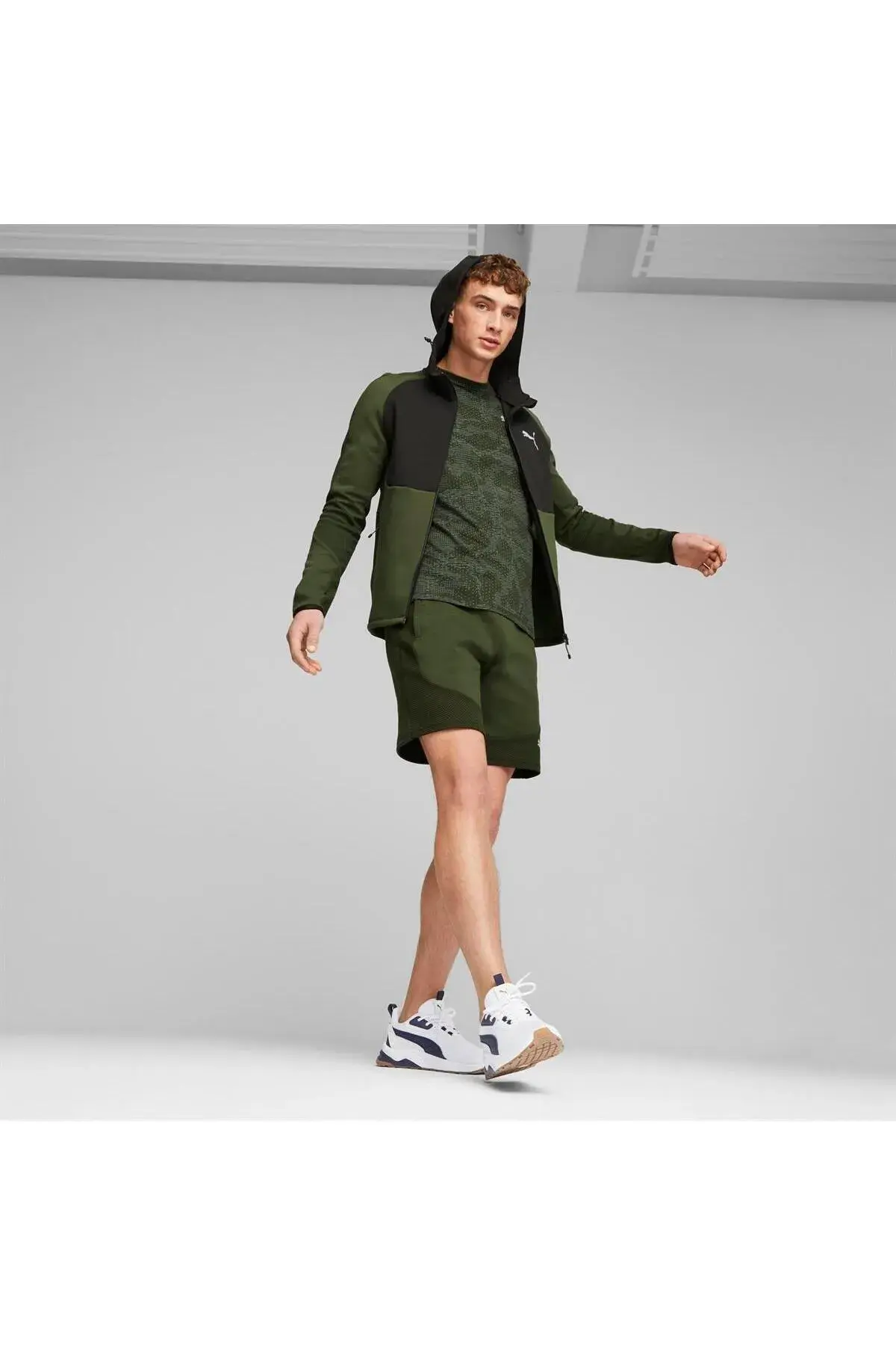Puma EVOSTRIPE Full-Zip Hoodie DK Yeşil Erkek Fermuarlı Ceket