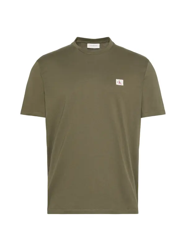 Calvin Klein SS WOVEN LABEL 30S C, LI1 Yeşil Erkek T-Shirt