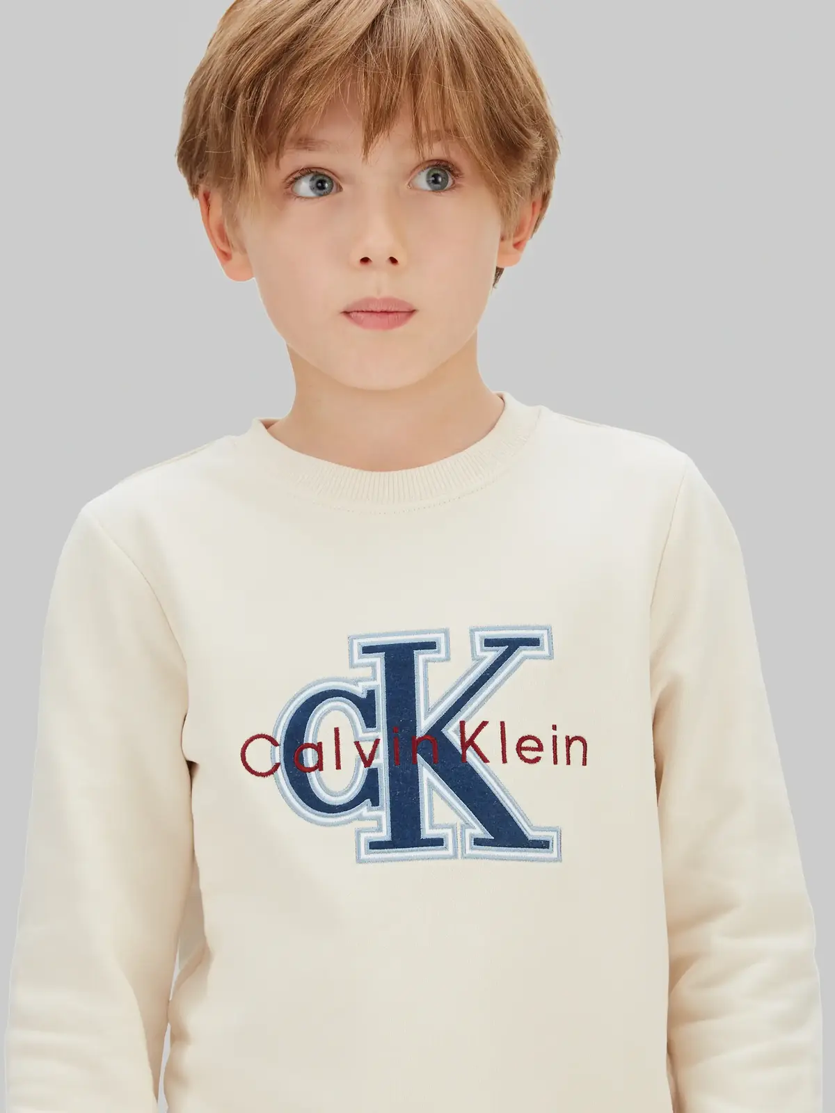 Calvin Klein FESTIVE MONO SWEATSH Krem Erkek Çocuk Sweatshirt