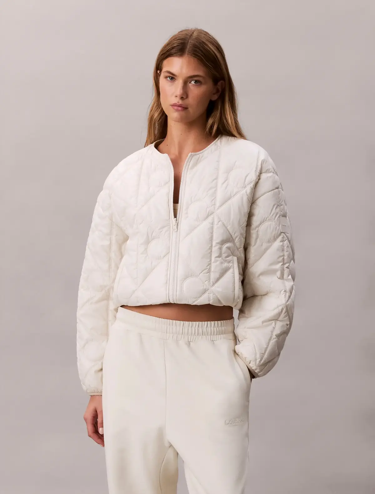 Calvin Klein LOGO QUILTED INSULAT, 67U Bej Kadın Ceket