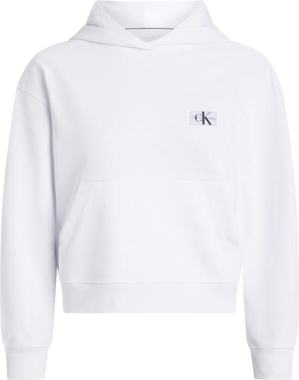 Calvin Klein WOVEN LABEL HOODIE Kadın Beyaz Hoodie