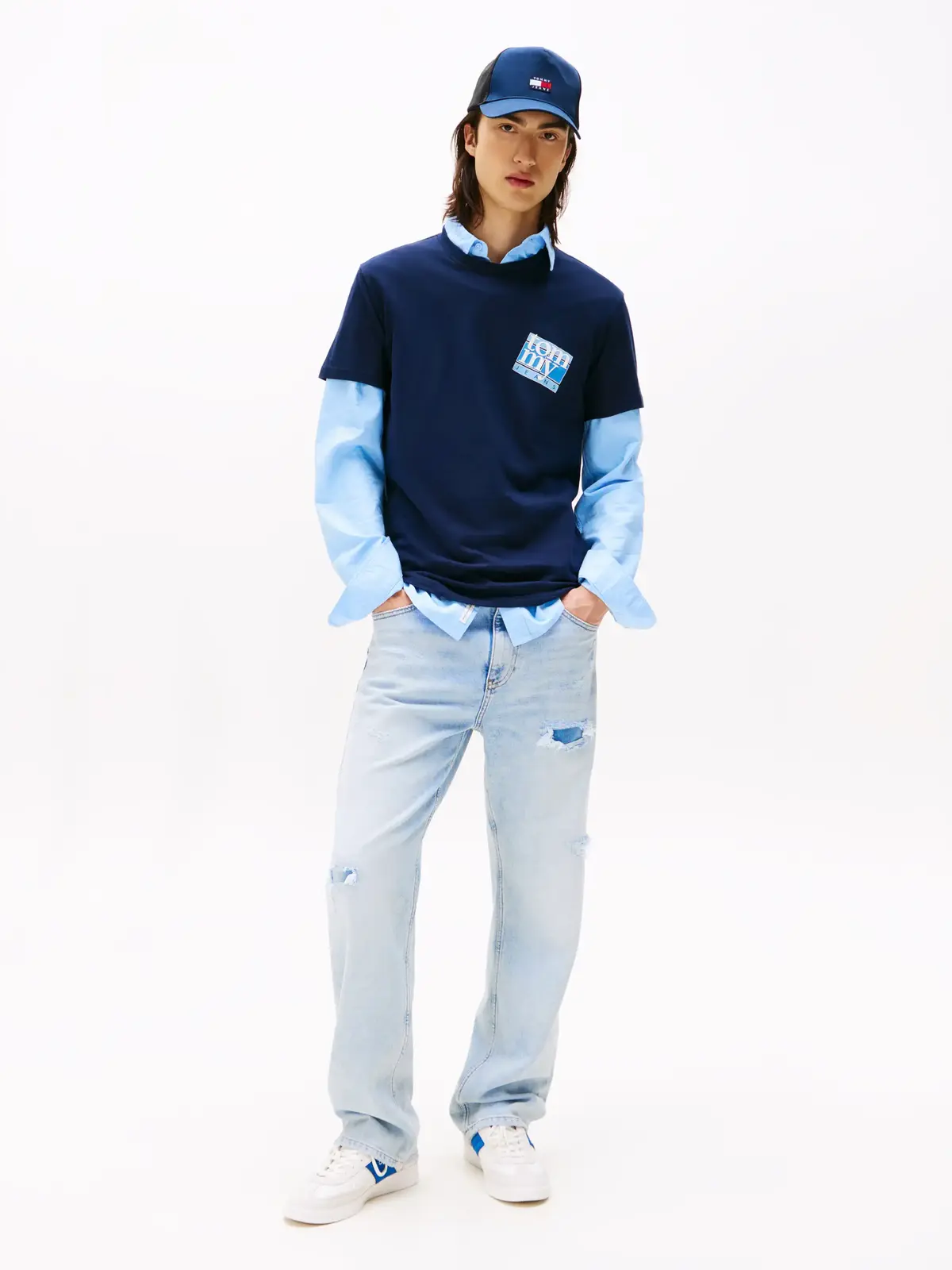 Tommy Hilfiger TJM REG FLAG DNA TEE Lacivert Erkek T-Shirt