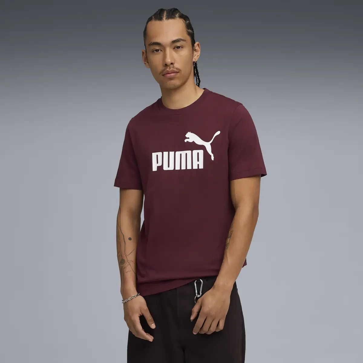 Puma ESS No. 1 Logo Tee Bordo Erkek T-Shirt