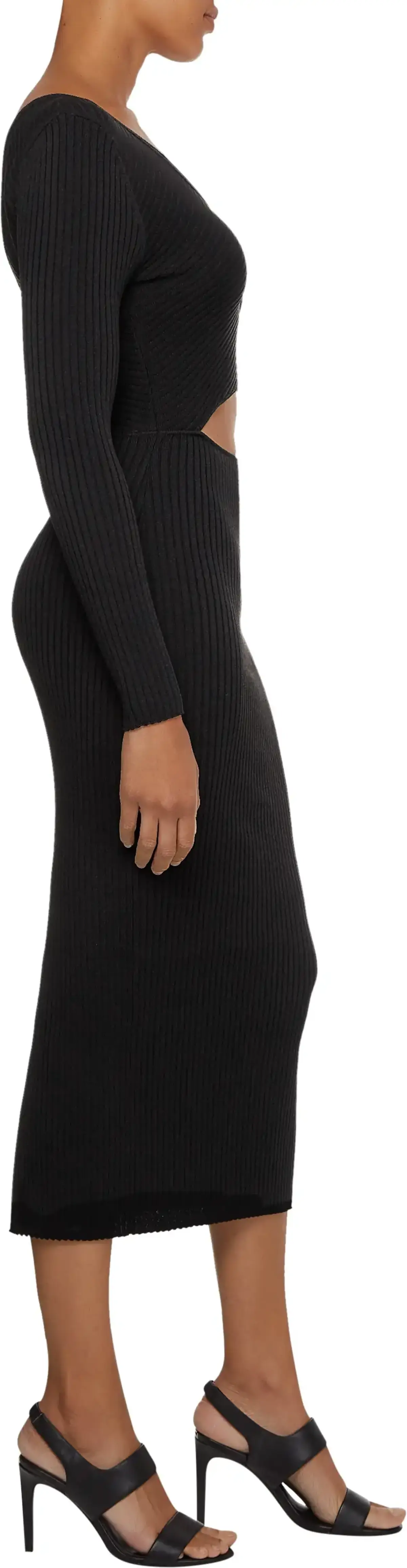 Calvin Klein ICONIC RIB CUT OUT M Kadın Siyah Elbise